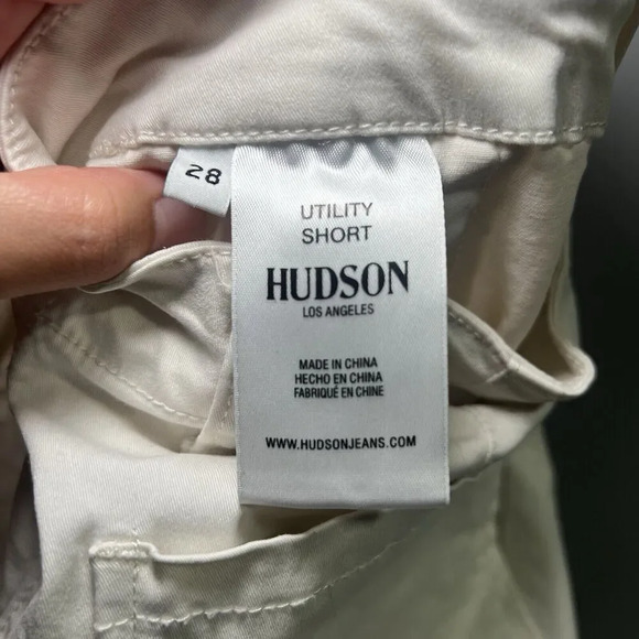 Hudson Flat Front Zip Utility Stretchy Shorts White Size 28 - Picture 6 of 7